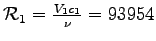 ${\cal R}_1 = \frac{V_1 c_1}{\nu} = 93954$